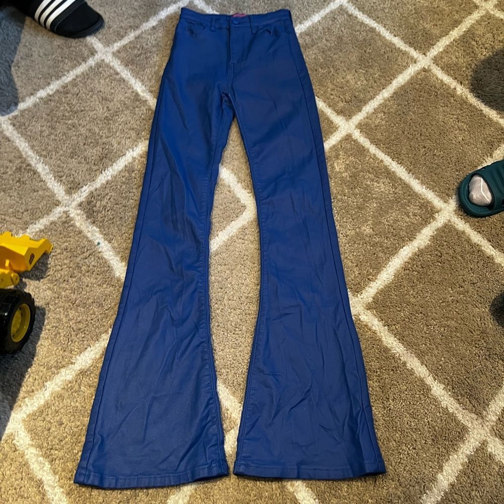 Edikted Luna Faux Leather Flare Jeans size S